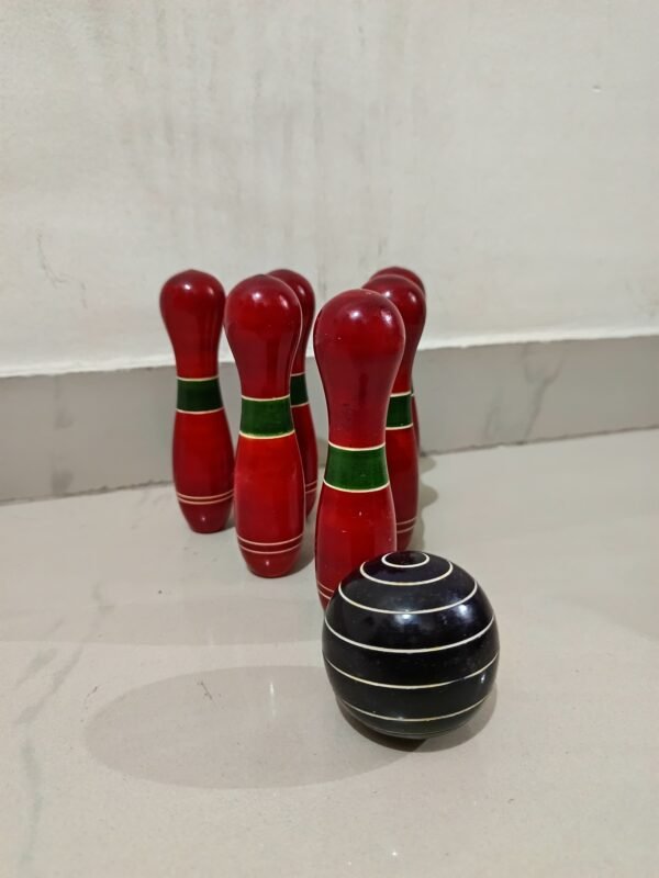 Channapatna Wooden Bowling Set 6 Pins and 1 Ball