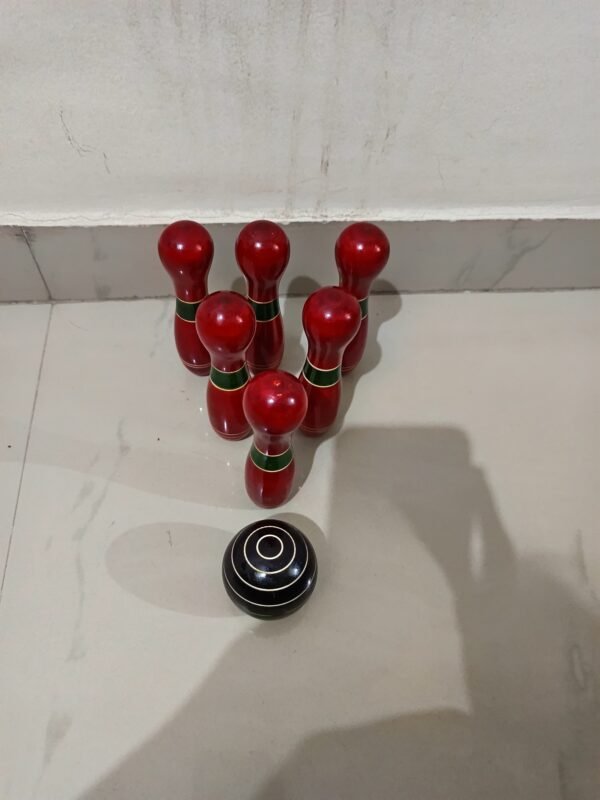 Channapatna Wooden Bowling Set 6 Pins and 1 Ball