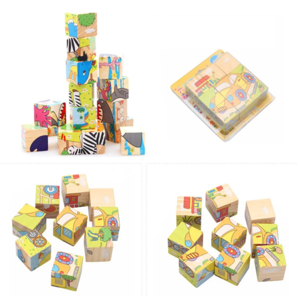 6 in 1 Face Wooden Cube Blocks Jigsaw Puzzle