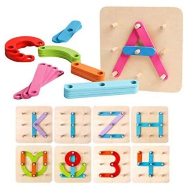 Wooden Alphabet Numbers construction Collage