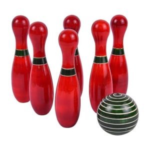 Channapatna Wooden Bowling Set 6 Pins and 1 Ball