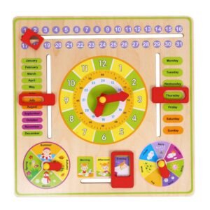 Wooden Educational Calendar & Clock Board