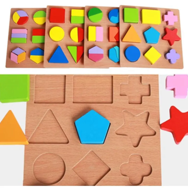 3D Shape Puzzle Wooden Board Set